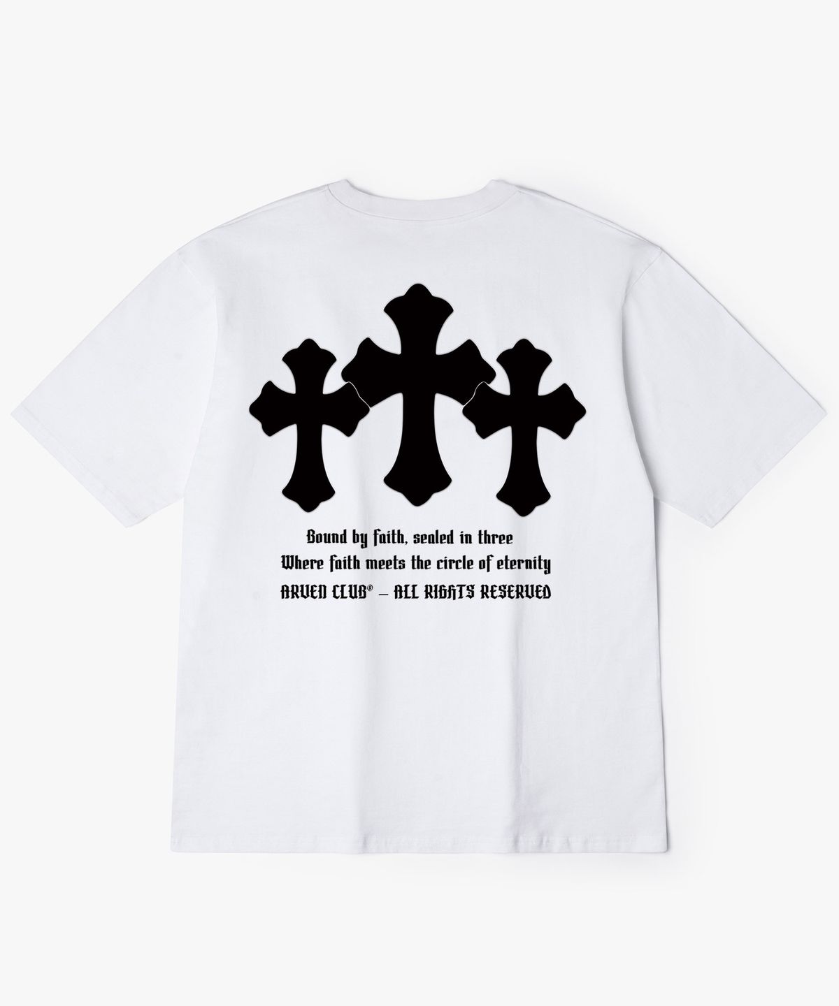 아르벤클럽(ARVEN CLUB) THREE CROSS 백프린팅 반팔티셔츠