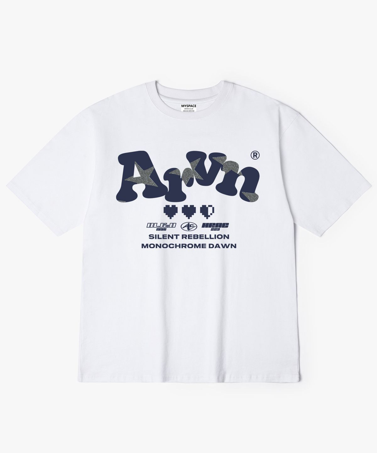 아르벤클럽(ARVEN CLUB) Arvn 트리플 하트 로고 아이콘 반팔티셔츠