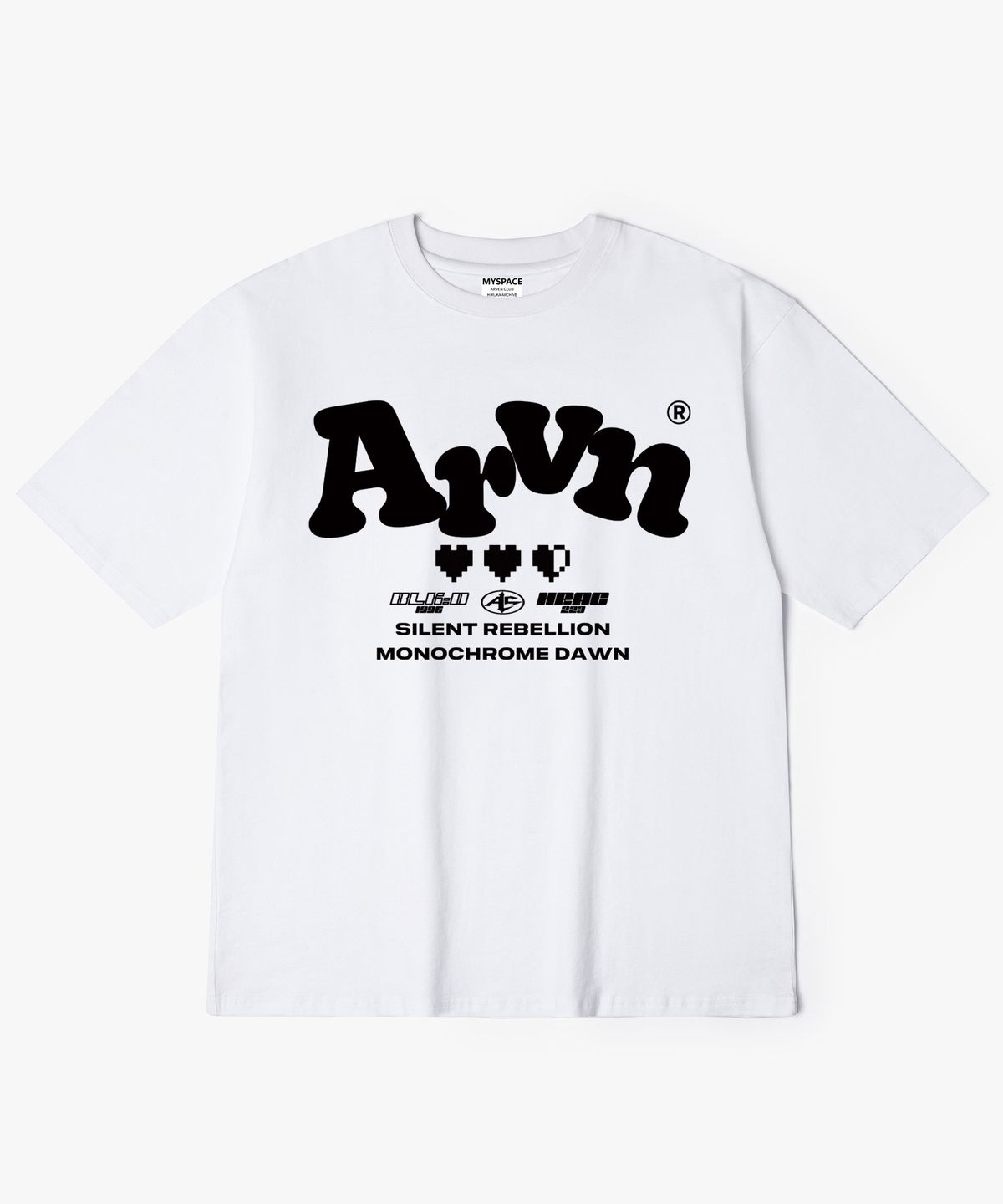 아르벤클럽(ARVEN CLUB) Arvn 트리플 하트 로고 반팔티셔츠