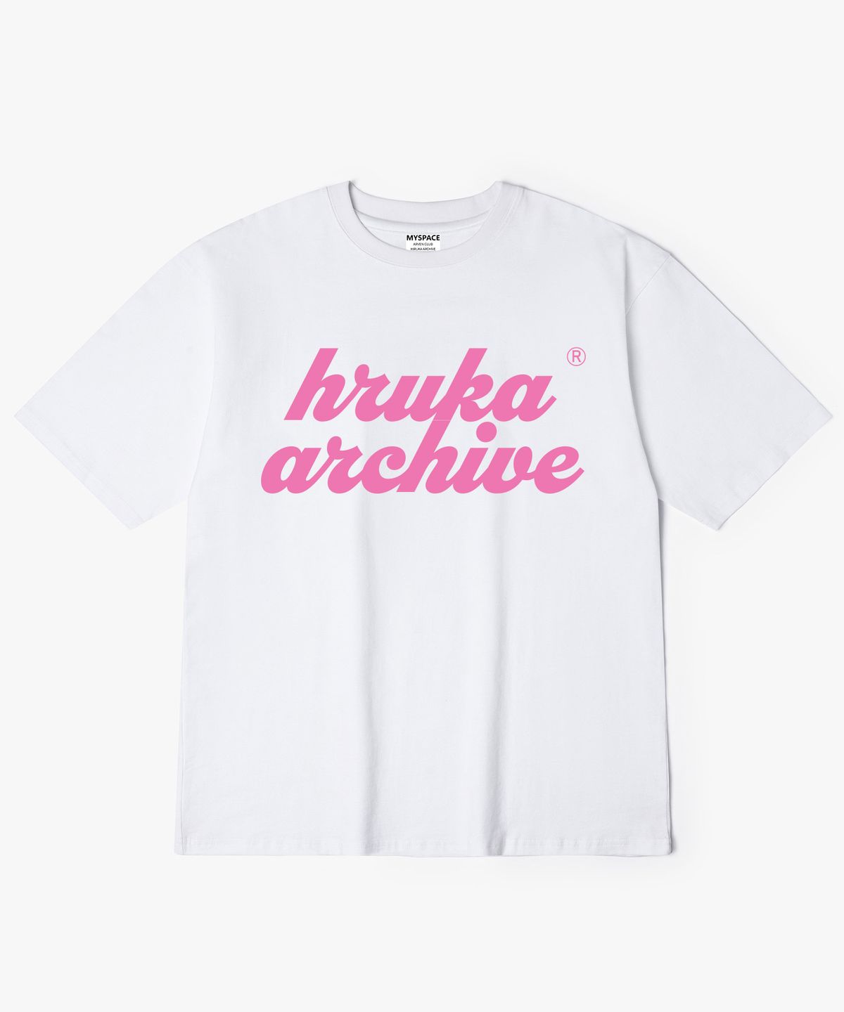 히루카 아카이브(HIRUKA ARCHIVE) OVERLAP 핑크 로고 반팔티셔츠