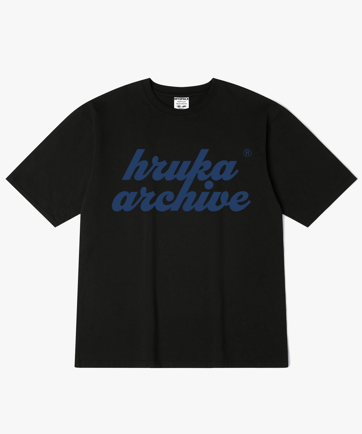 히루카 아카이브(HIRUKA ARCHIVE) OVERLAP 네이비 로고 반팔티셔츠