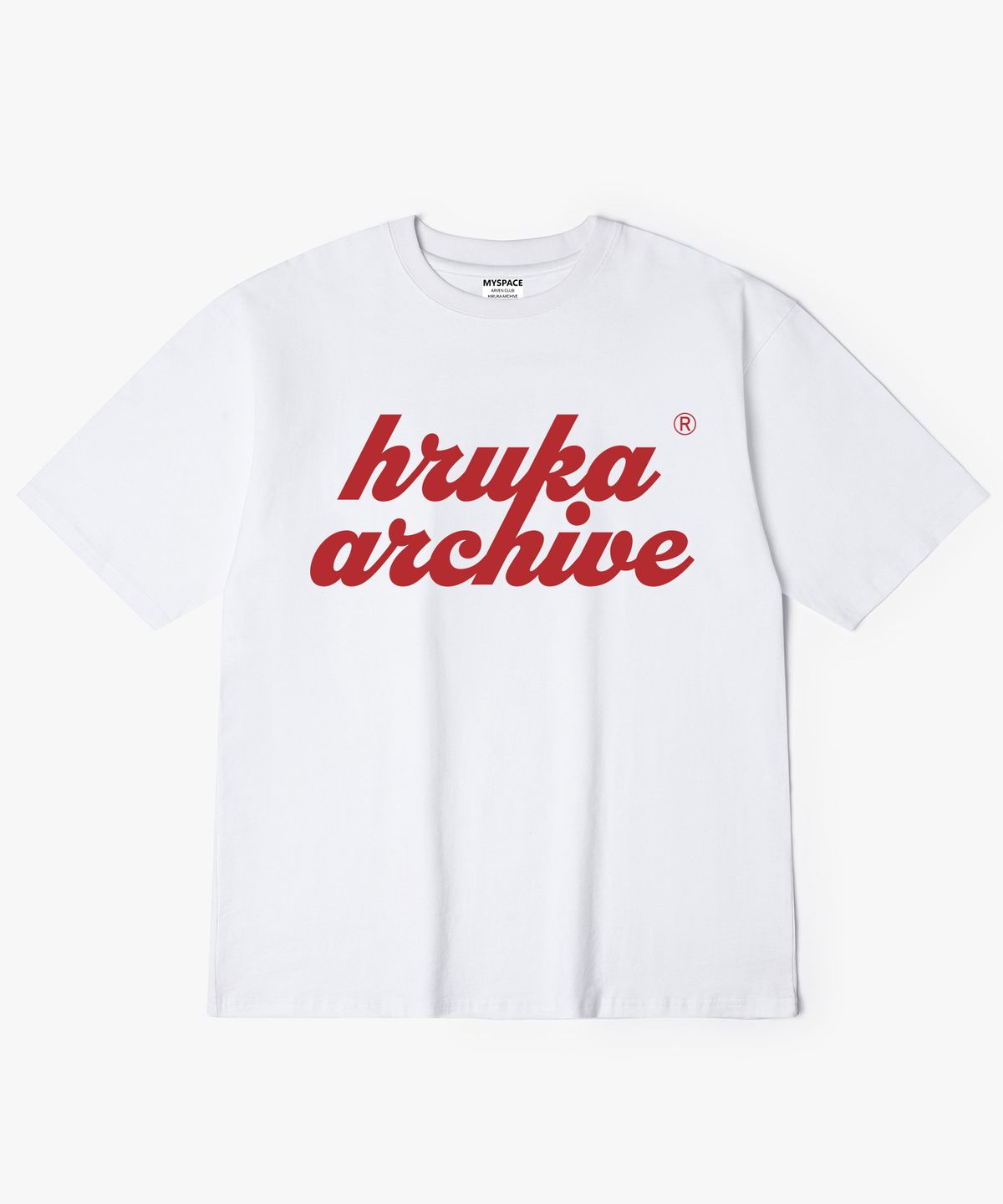 히루카 아카이브(HIRUKA ARCHIVE) OVERLAP 레드 로고 반팔티셔츠
