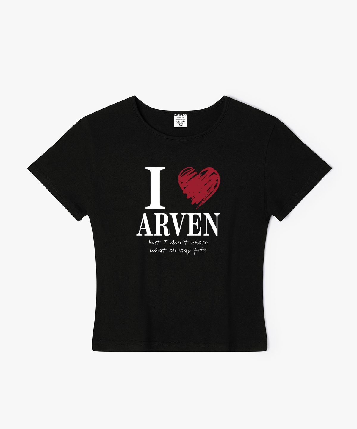 아르벤클럽(ARVEN CLUB) 아이 러브 아르벤 여성 슬림핏 반팔티셔츠