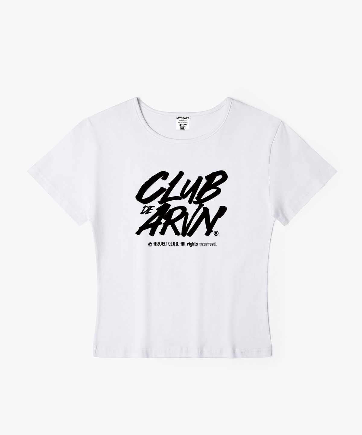 아르벤클럽(ARVEN CLUB) CLUB DE ARVEN 로고 여성 슬림핏 반팔티셔츠