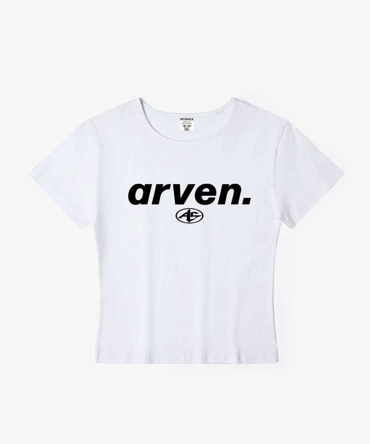 아르벤클럽(ARVEN CLUB) 원도트 워드마크 로고 여성 슬림핏 반팔티셔츠