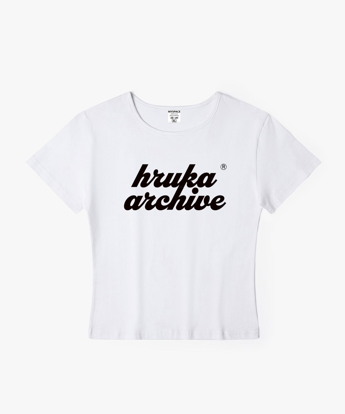 히루카 아카이브(HIRUKA ARCHIVE) OVERLAP 로고 여성 슬림핏 반팔티셔츠