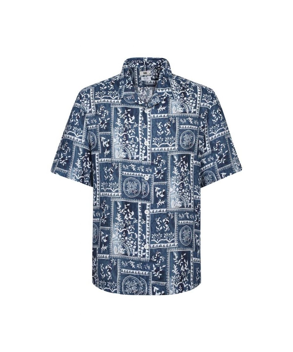 닥스셔츠(DAKS SHIRTS) 린넨 오픈카라 프린트 반팔셔츠_DLS1SHCS170N1