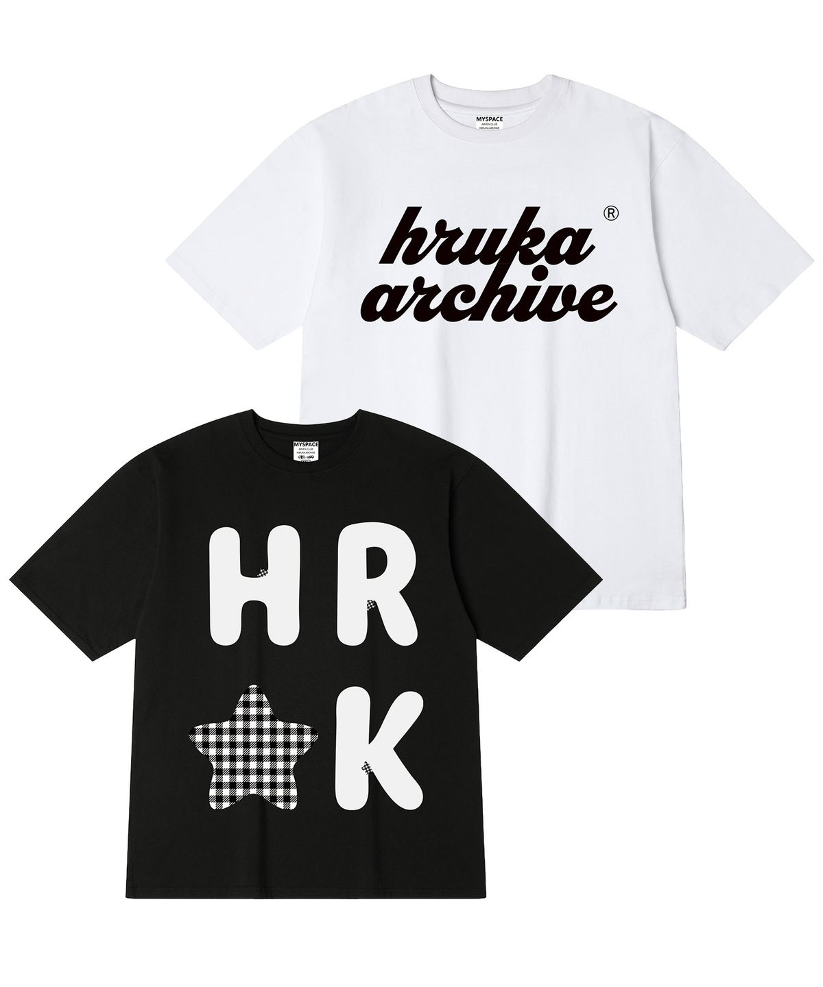 히루카 아카이브(HIRUKA ARCHIVE) [SET]HRK OVERLAP 반팔티셔츠 2종 세트