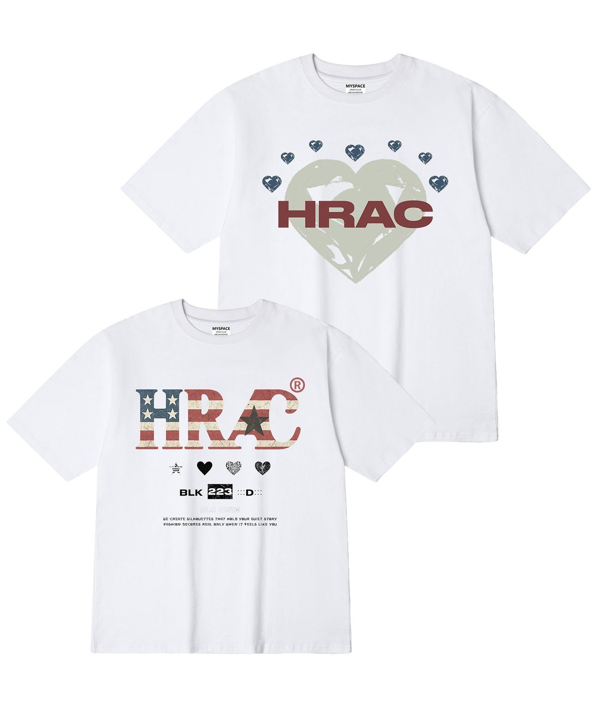 히루카 아카이브(HIRUKA ARCHIVE) [SET]HRAC 플래그 레이어드 반팔티셔츠 2종 세트