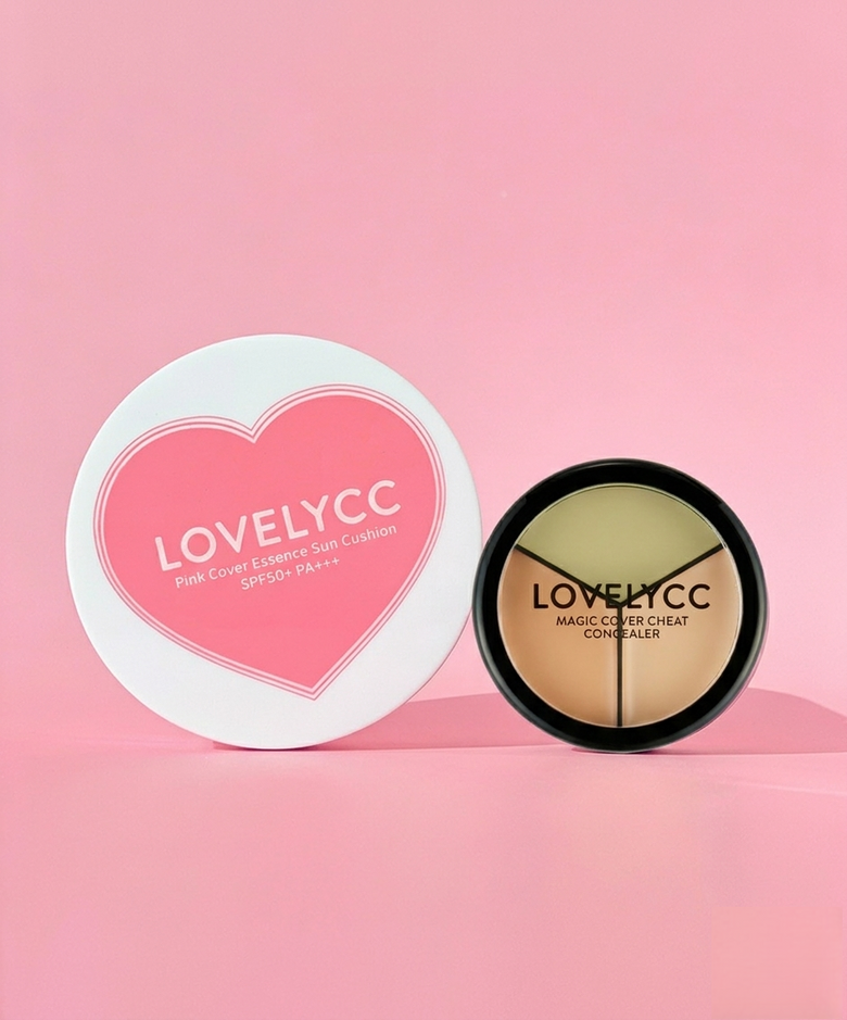 [SET]핑크 톤업 커버 에센스 선쿠션 15g + 매직 커버 치트 컨실러 12g