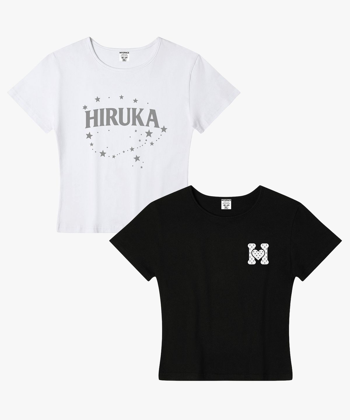 히루카 아카이브(HIRUKA ARCHIVE) [SET] 도트 갤럭시 코튼 여성 슬림핏 반팔티셔츠