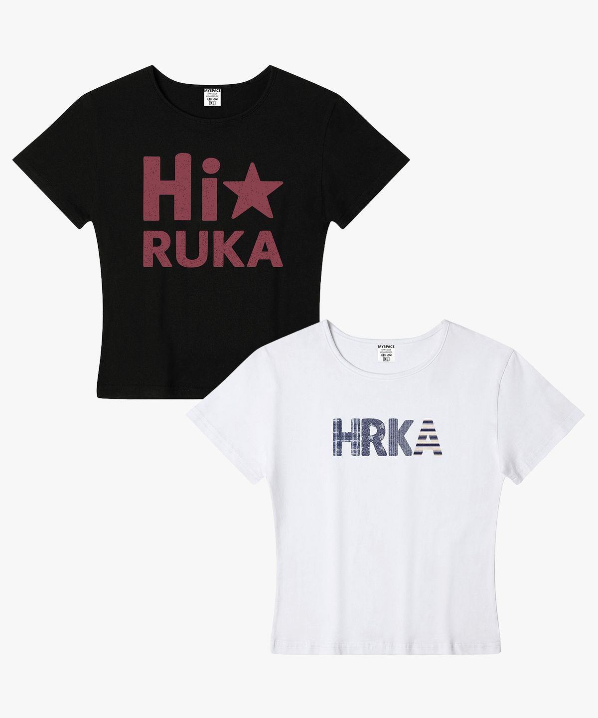 히루카 아카이브(HIRUKA ARCHIVE) [SET] 믹스 빅스타 코튼 여성 슬림핏 반팔티셔츠