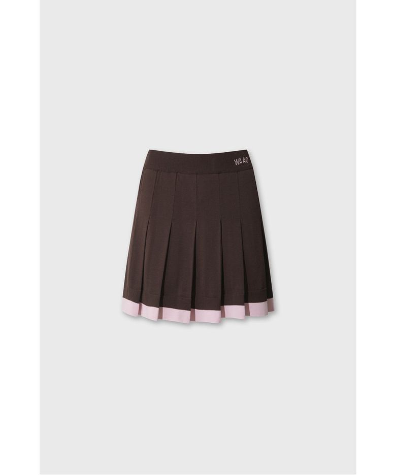 Women Faux Layered Pleats Knit Skirt (Set-up) WWWAM26503BRD