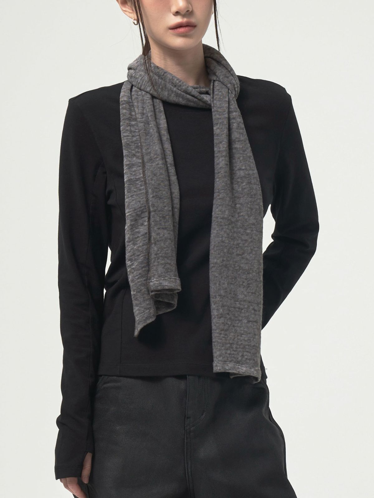 디에스엠티(DSMT) OVERDYED LINEN SCARF_CHARCOAL
