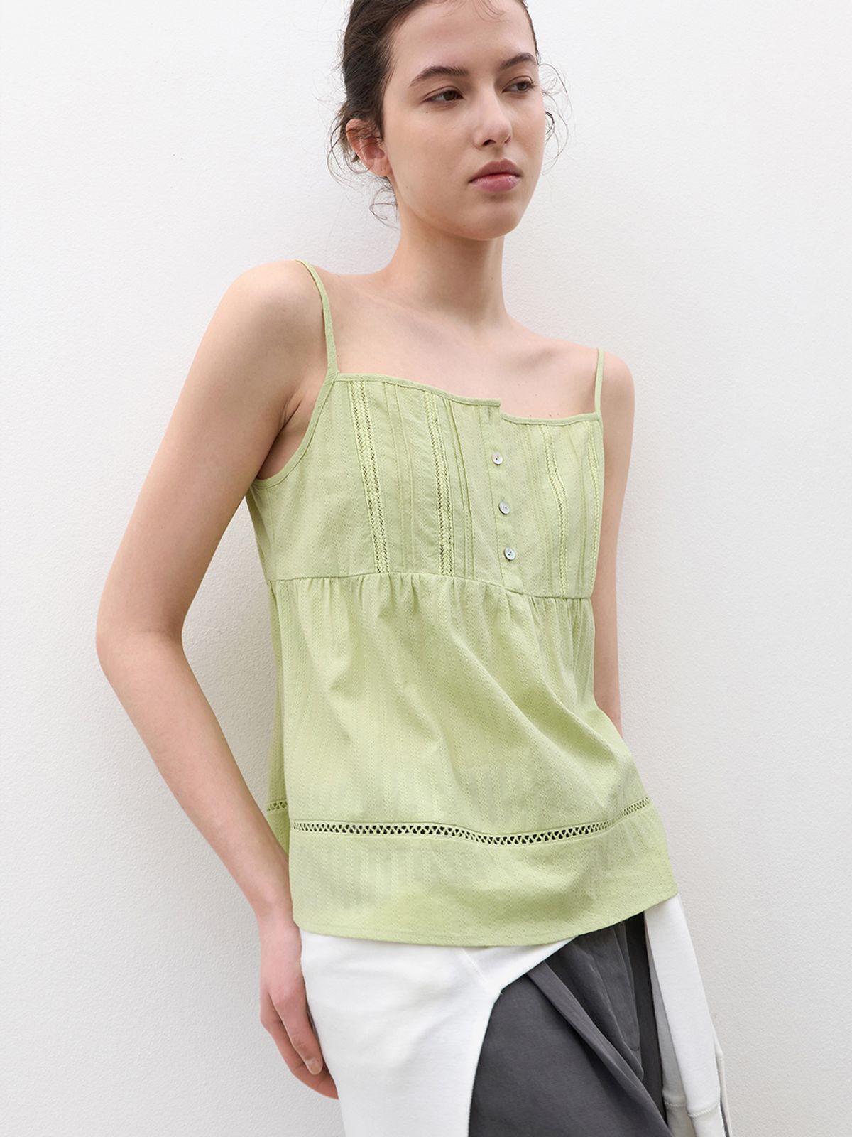 아틀리에 나인(ATELIER NAIN) PINTUCK LACE COTTON BLOUSE (BL-4418)