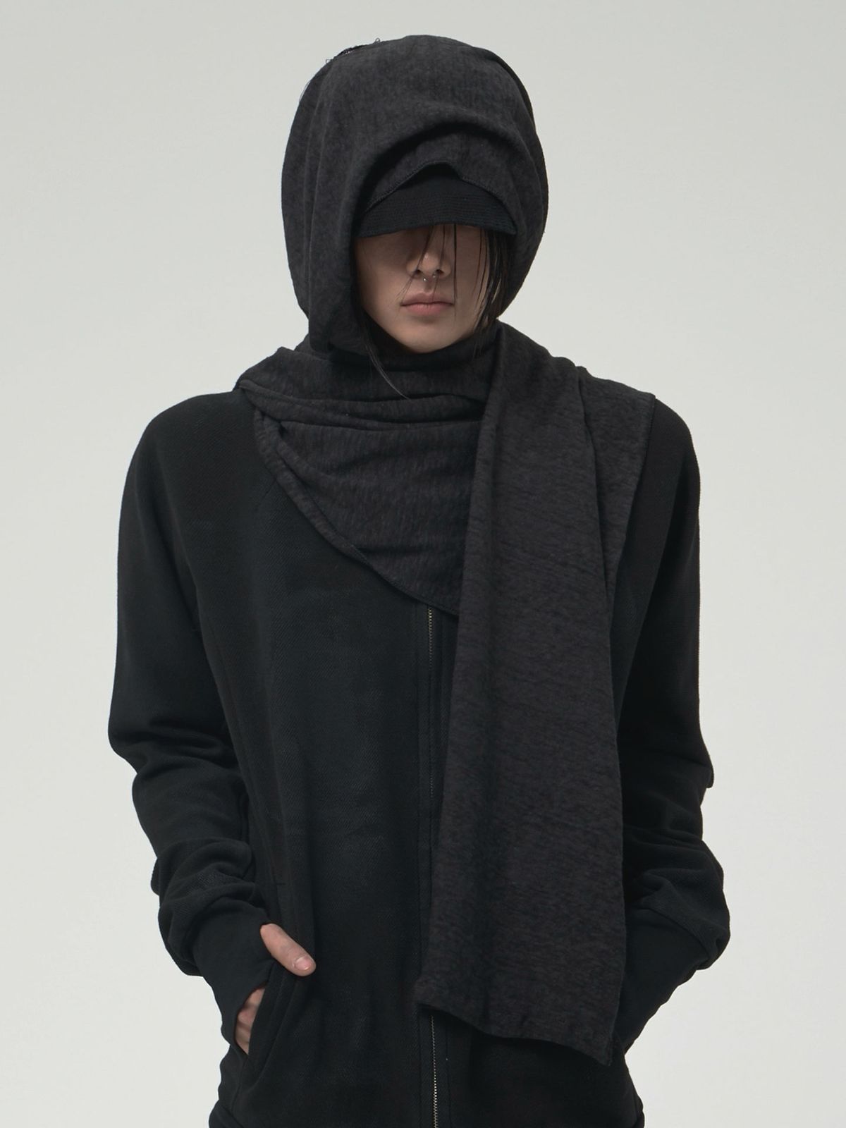 디에스엠티(DSMT) OVERDYED LINEN SCARF_BLACK