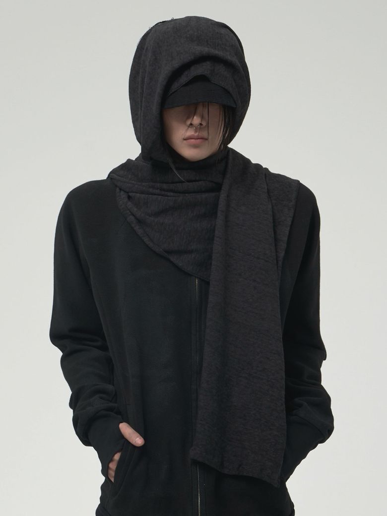 OVERDYED LINEN SCARF_BLACK