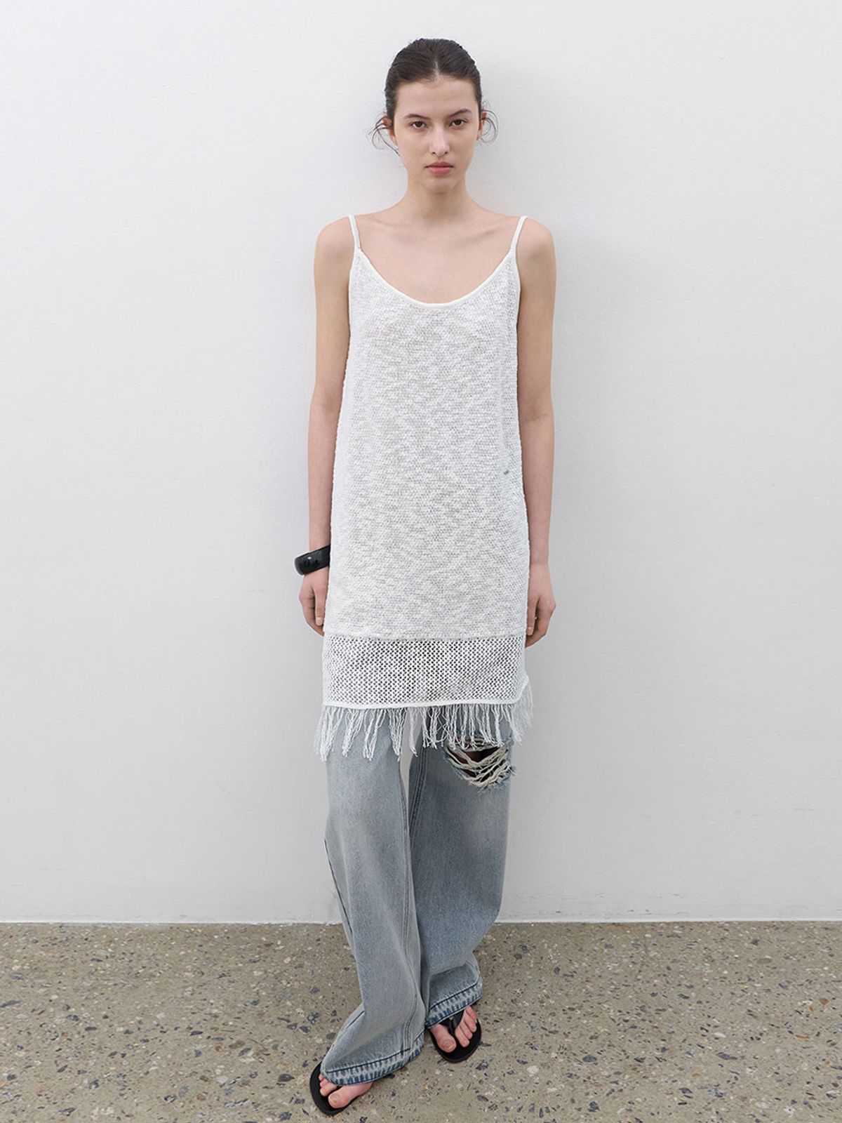 아틀리에 나인(ATELIER NAIN) FRINGE DETAIL KNIT DRESS (OP-6330)