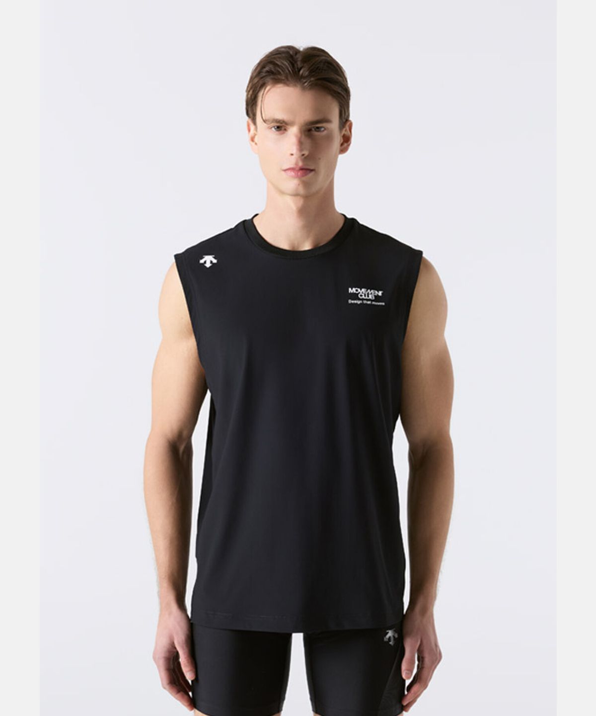 데상트(DESCENTE) 무브먼트 백그래픽 슬리브리스 블랙 SR221EST51