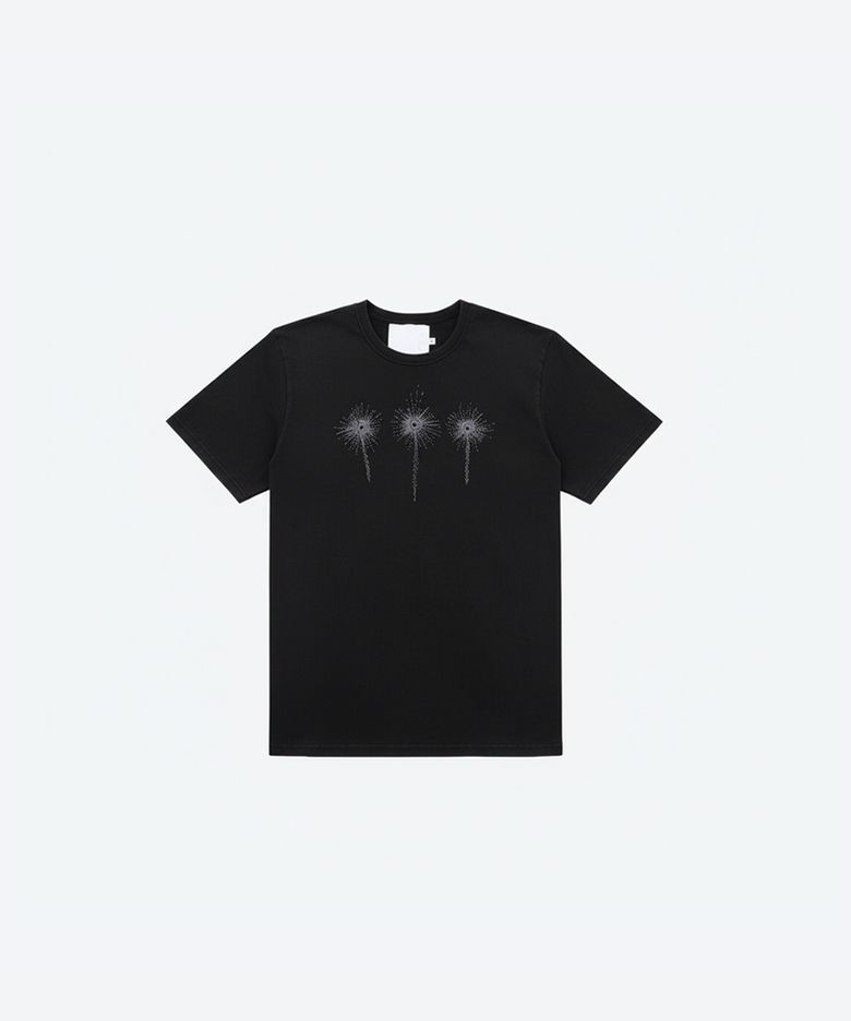 Wild Flowers Embroidery T-shirt (black)