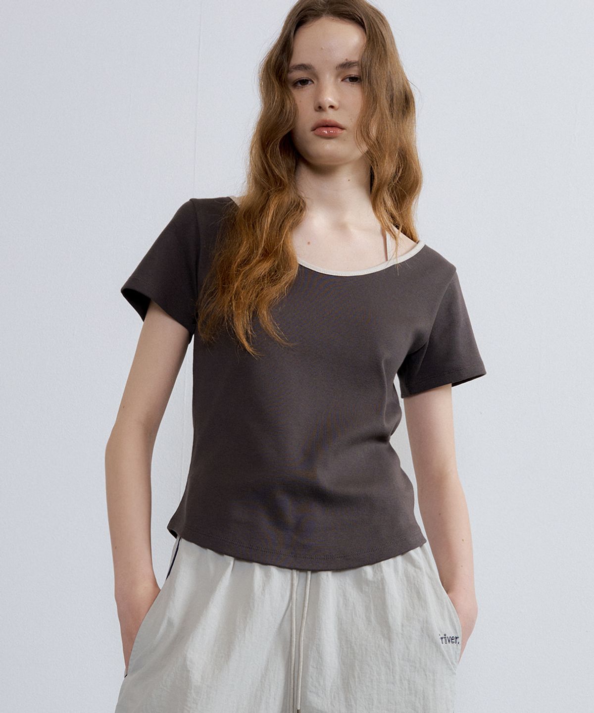 프리버07(FRIVER07) Halter strap ringer t-shirt [FRSP07TS23]_Charcoal
