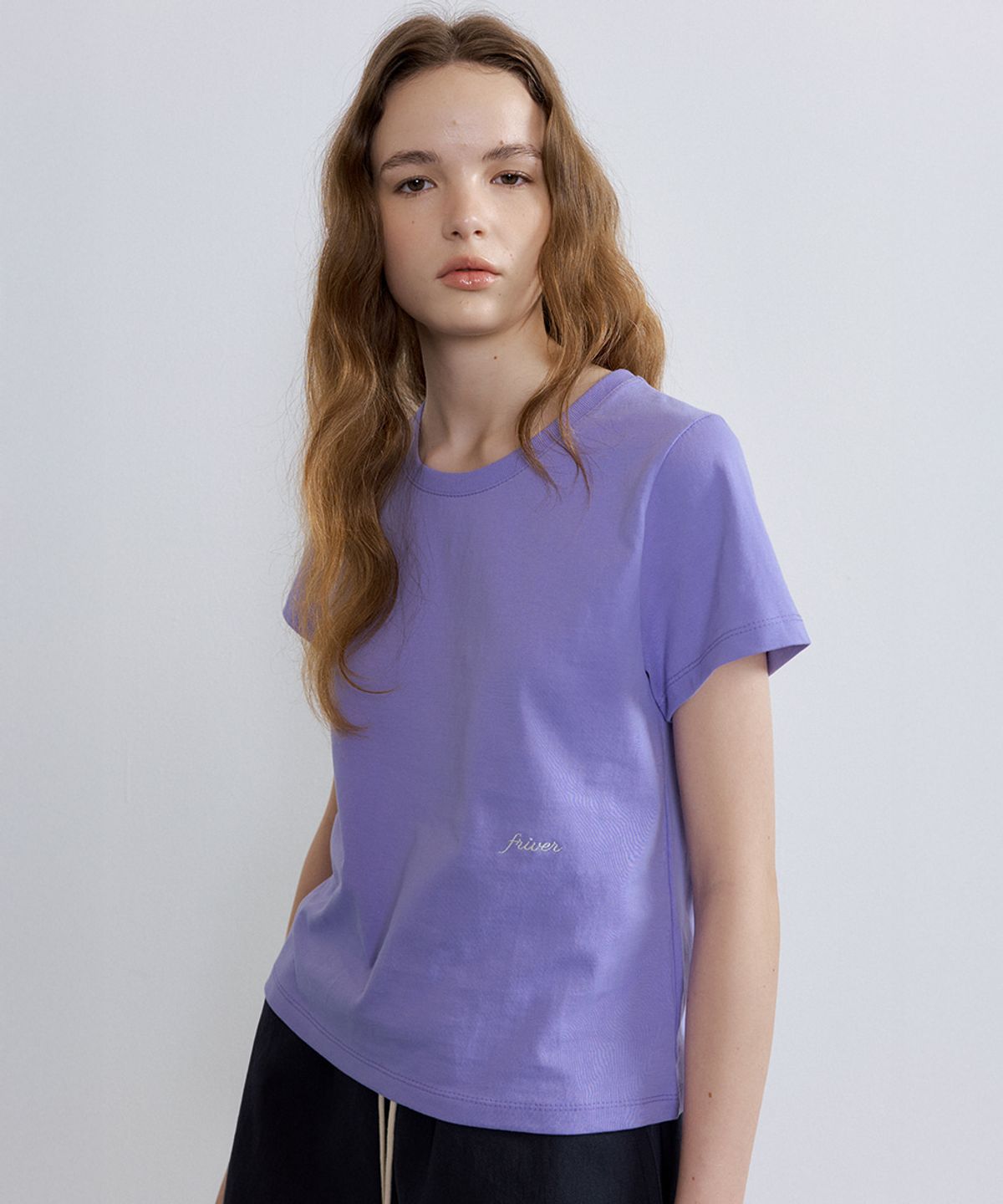 프리버07(FRIVER07) Basic logo round t-shirt [FRSP07TS06]_Light purple