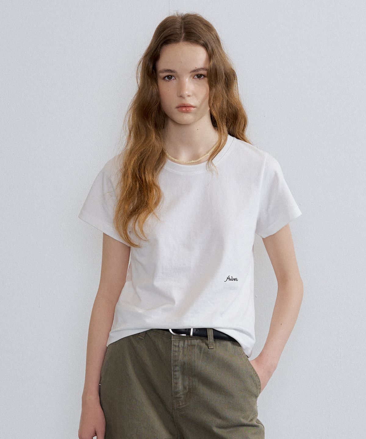 프리버07(FRIVER07) Basic logo round t-shirt [FRSP07TS04]_Ivory