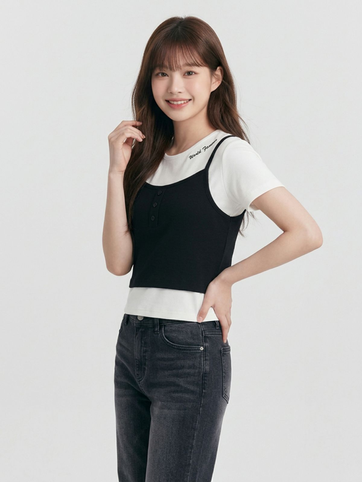 행텐 틴즈(HANGTEN TEENS) 틴즈 여아 뷔스티에 레이어드 티셔츠_100(14570-131-407-31)