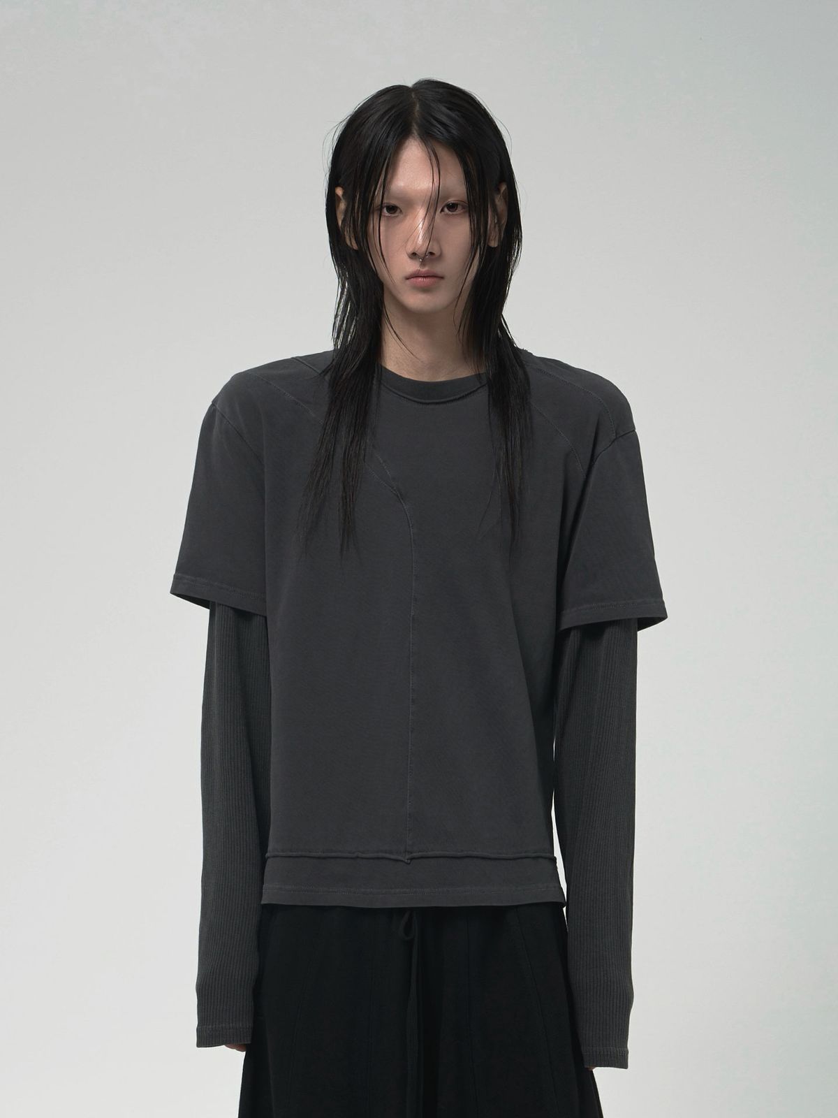 디에스엠티(DSMT) (M) PANEL LAYERED TEE_PIGMENT