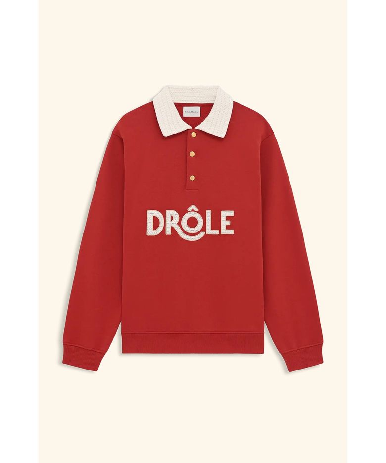 드롤 로고 크로셰 칼라 폴로 Polo Drole Col Crochet D0TPM26204RED
