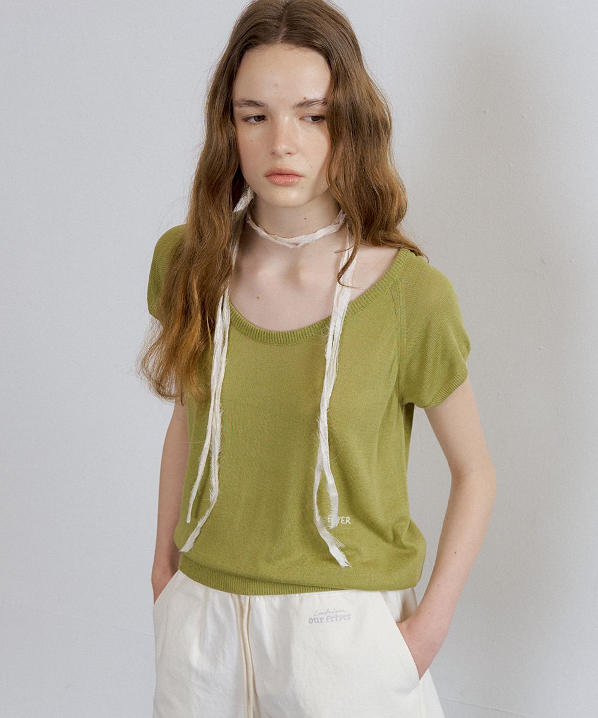 프리버07(FRIVER07) Linen raglan u-neck knit [FRSP07TN04]_Olive
