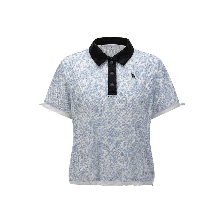 WOMEN PAISLEY MESH T-SHIRT_BL