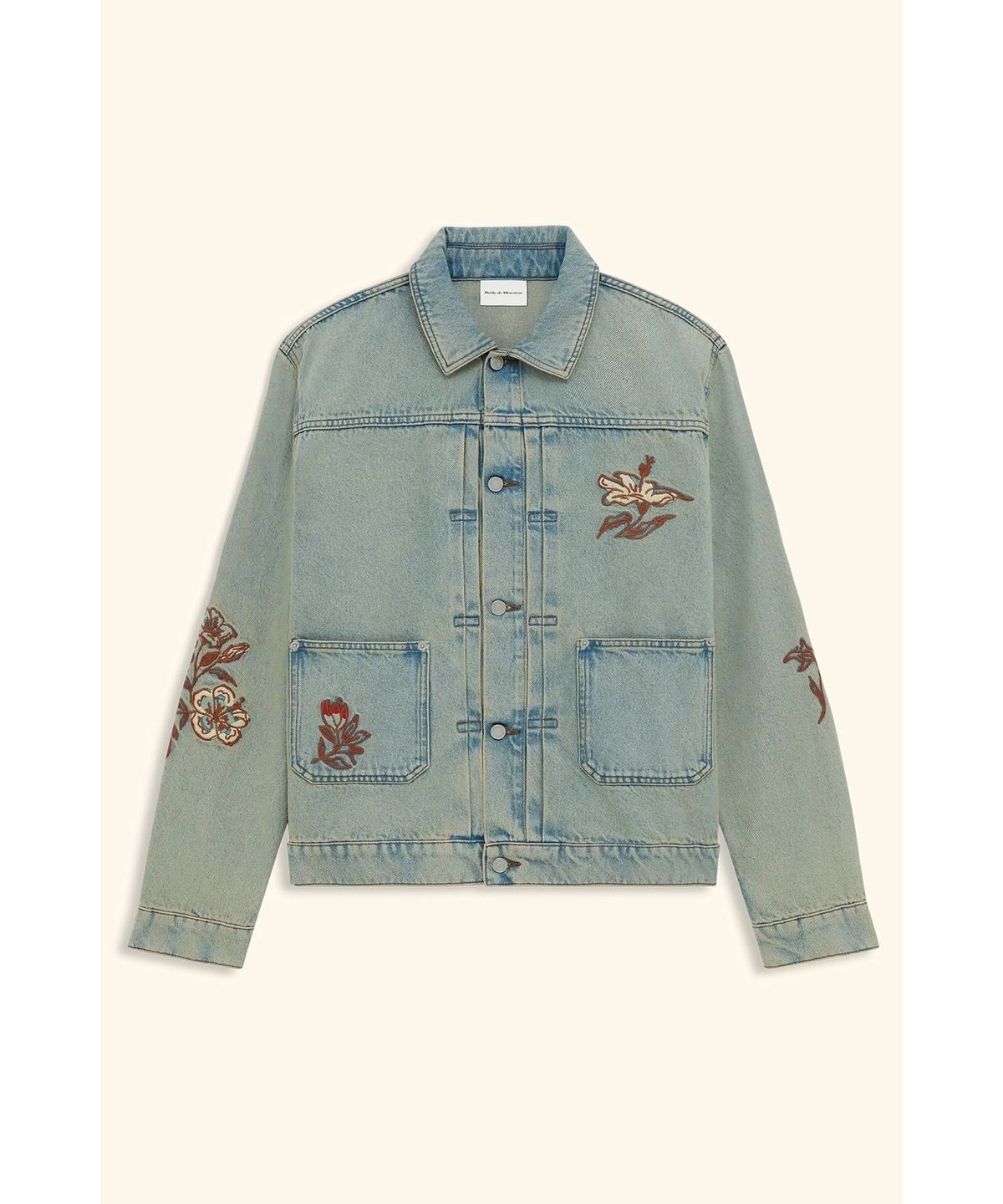 드롤드무슈(DROLE DE MONSIEUR) 플라워 자수 더스티 데님 재킷 Veste Denim Dusty Brodee Fleurs D0JMM26100BUM