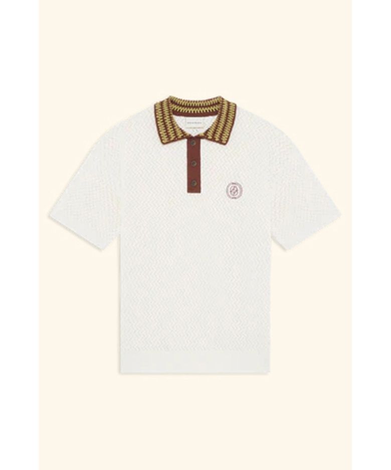 미러 D 아쥬레 니트 폴로 Polo Maille Ajoure D Miroir D0WPM26206WHM
