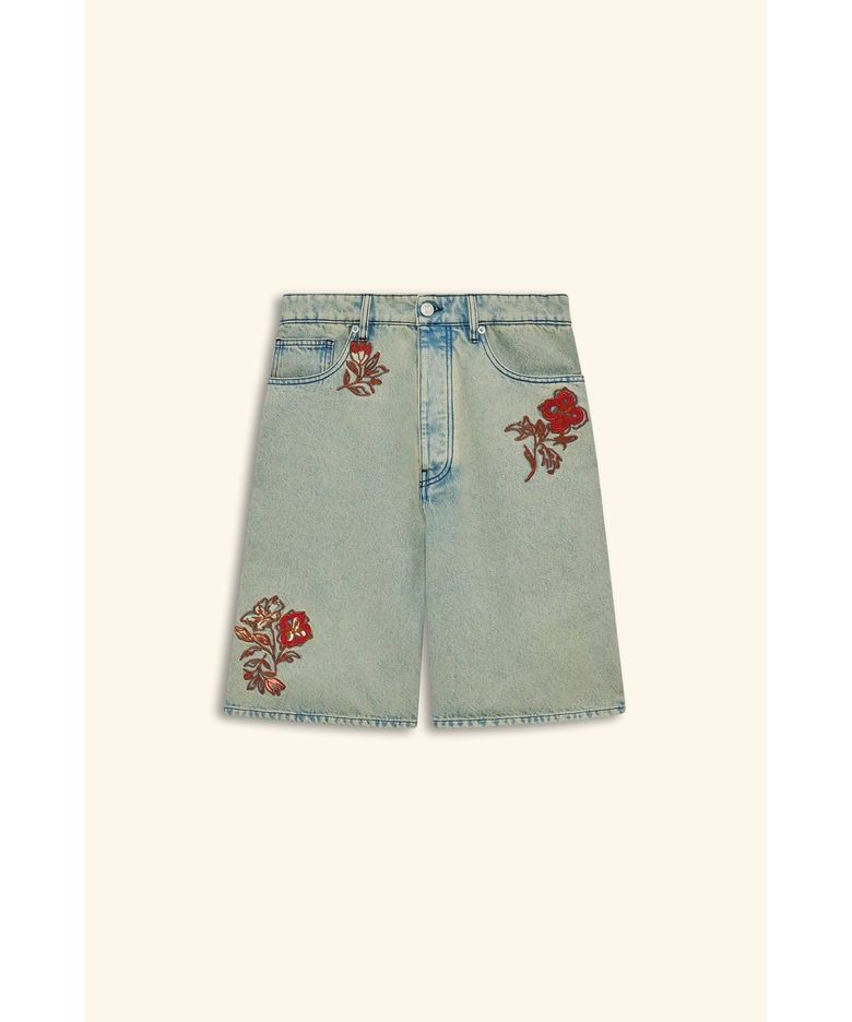 플라워 자수 더스티 데님 쇼츠 Short Jean Dusty Brode Fleurs D0PDM26322BUM