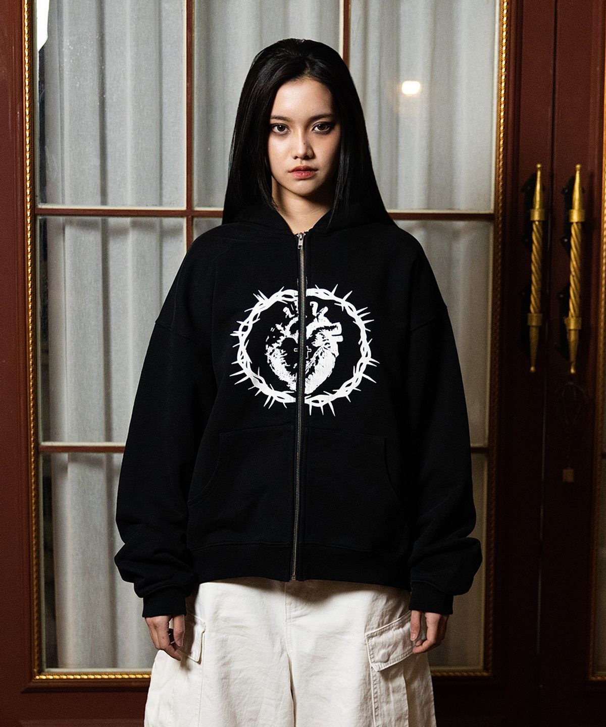 노드(NOD) Saint heart Zip-up hoodie (Black)