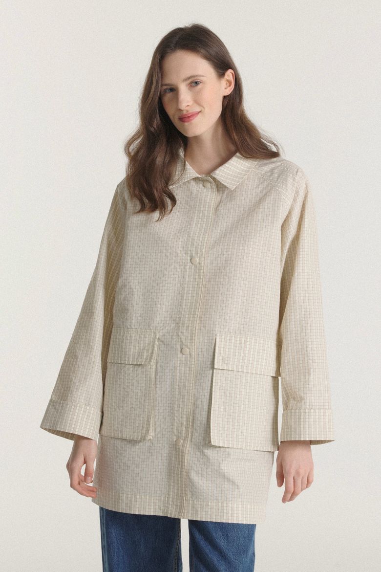 MELIA – PLAID TRENCH COAT_Beige