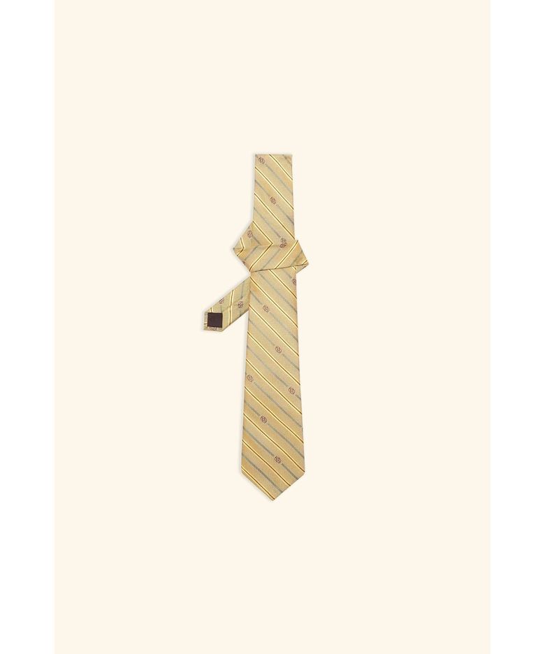 스트라이프 모노그램 실크 타이 Cravate Rayee Monogramme D4AIM26801YED