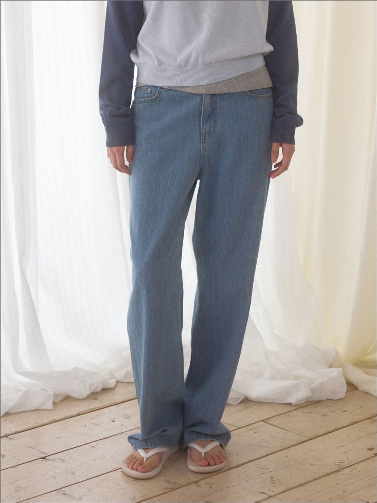 망고매니플리즈(MANGO MANY PLEASE) SAIL STRIPE JEANS_BLUE