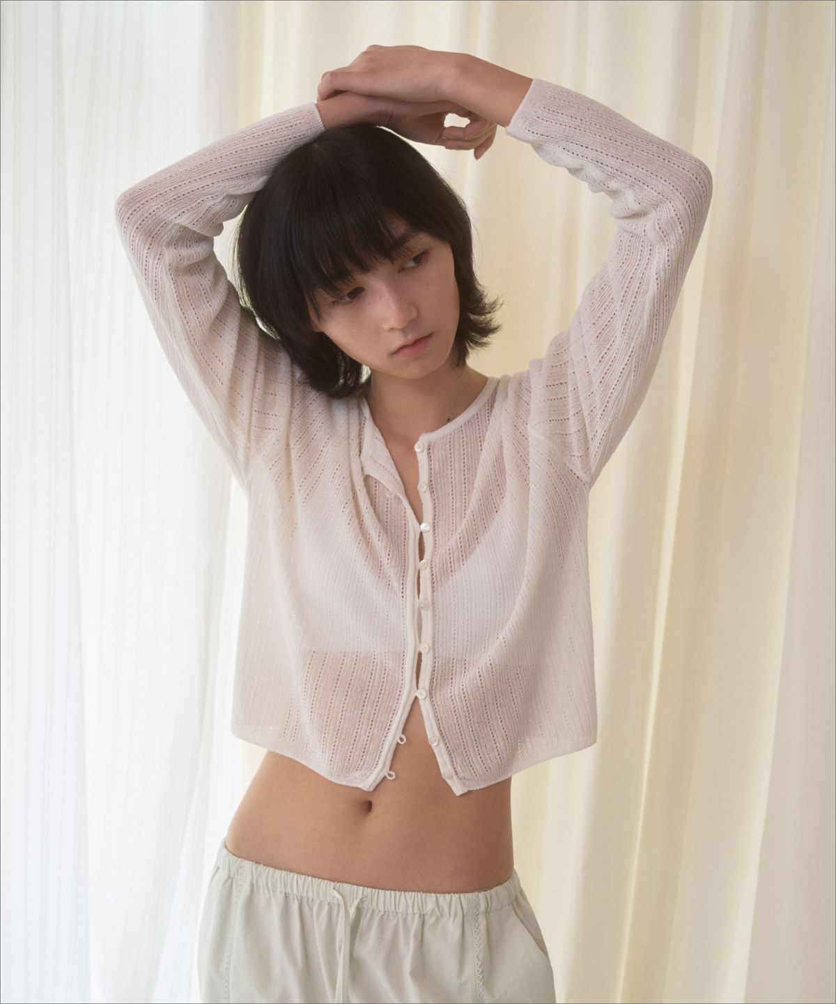 망고매니플리즈(MANGO MANY PLEASE) SARUBI LINEN CARDIGAN_IVORY