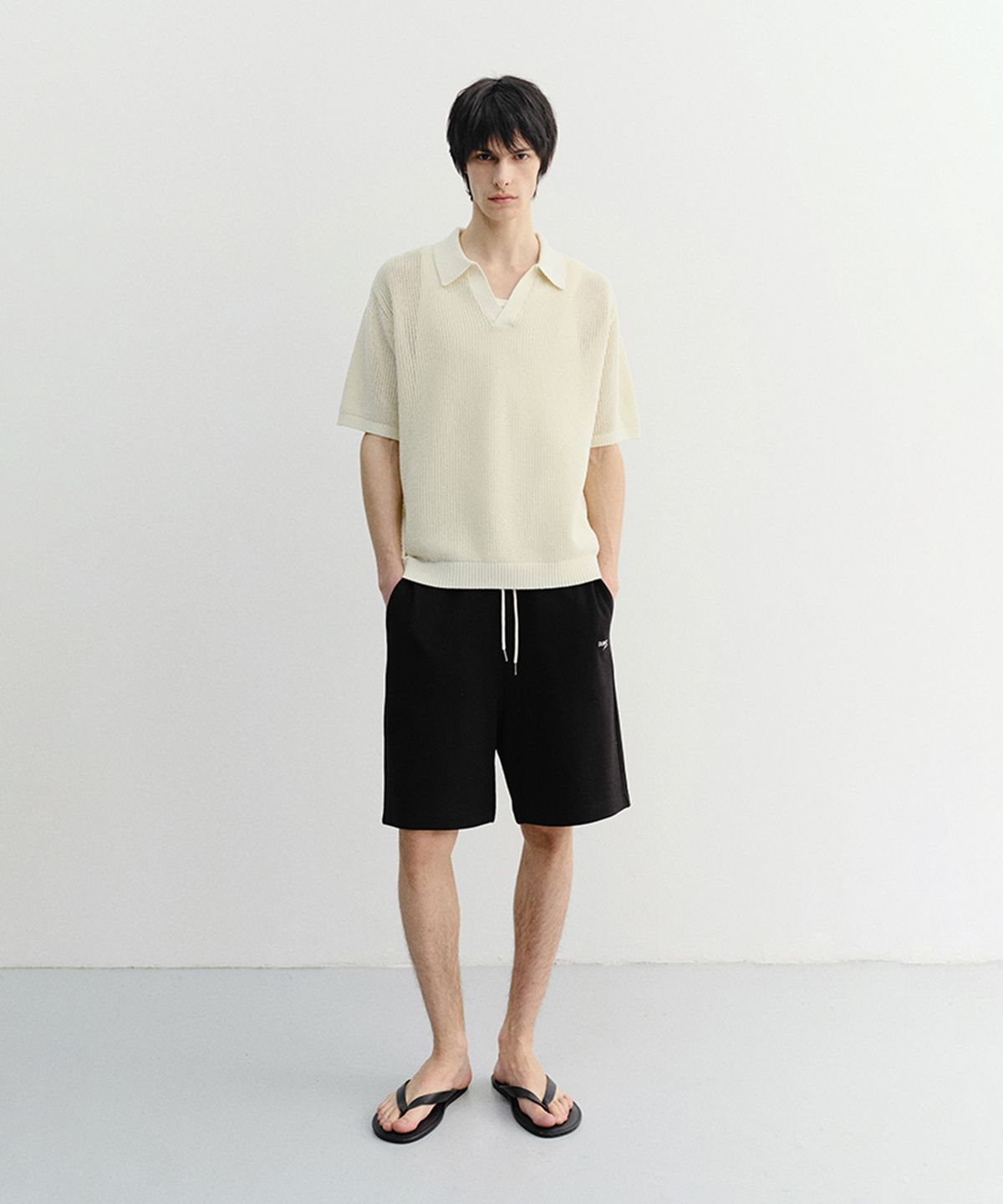 던스트 포 맨(DUNST FOR MEN) LOGO SWEAT SHORTS_UNISEX_UDPA6B124_BLACK