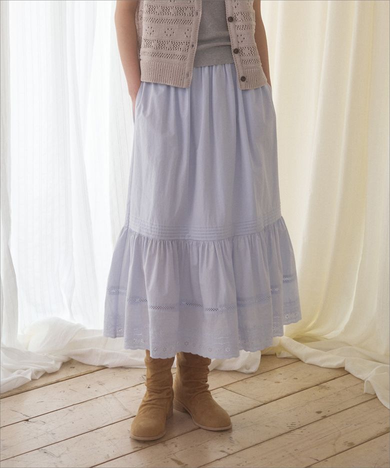 CAKE LACE SKIRT_LIGHT BLUE