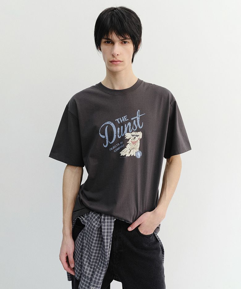 DRAWING PUPPY T-SHIRT_UNISEX_UDTS6B127_CHARCOAL GREY
