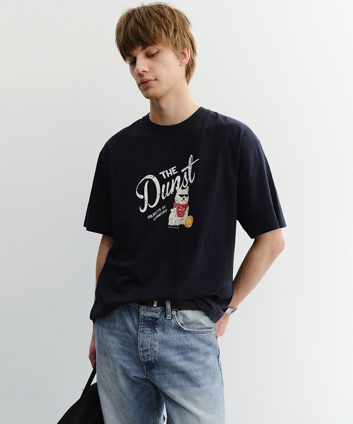던스트 포 맨(DUNST FOR MEN) DRAWING PUPPY T-SHIRT_UNISEX_UDTS6B127_FRENCH NAVY