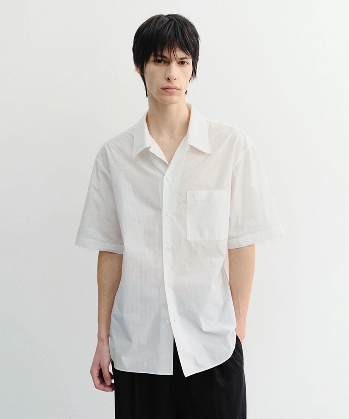 던스트 포 맨(DUNST FOR MEN) OPEN COLLARED STRIPED SHIRT_UNISEX_UDSH6B130_WHITE