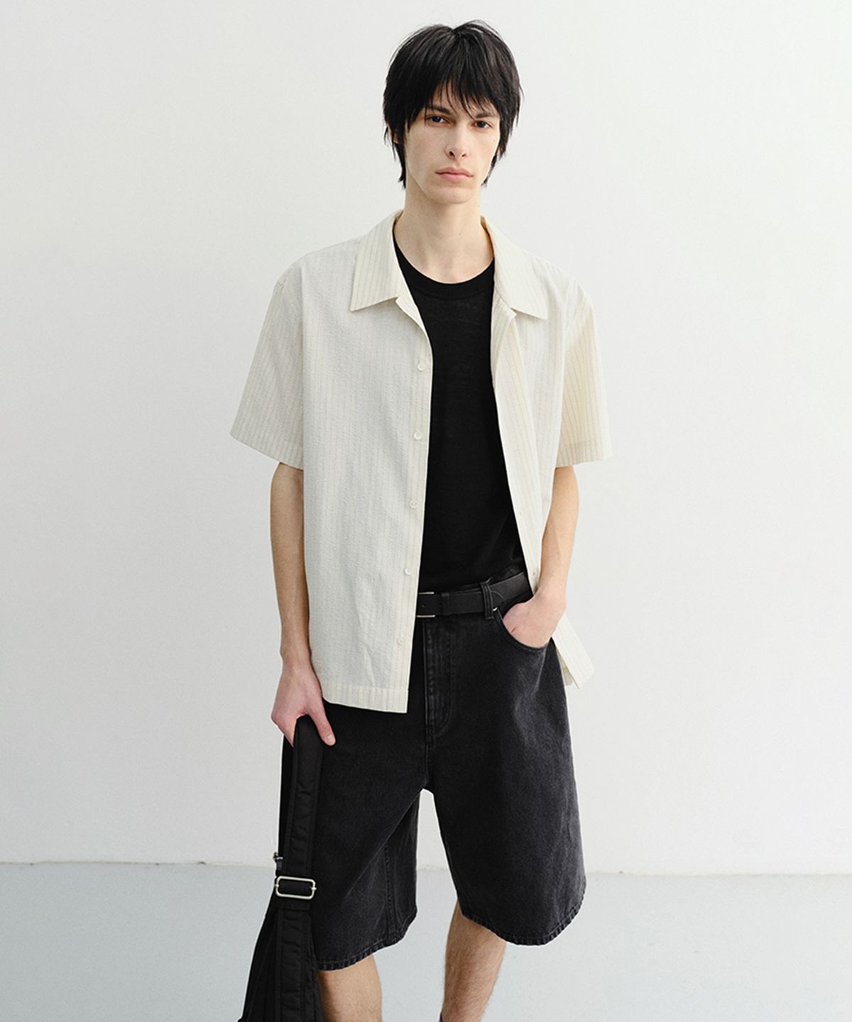 던스트 포 맨(DUNST FOR MEN) HOLIDAY STRIPED SHIRT_UNISEX_UDSH6B123_CREAM STRIPE