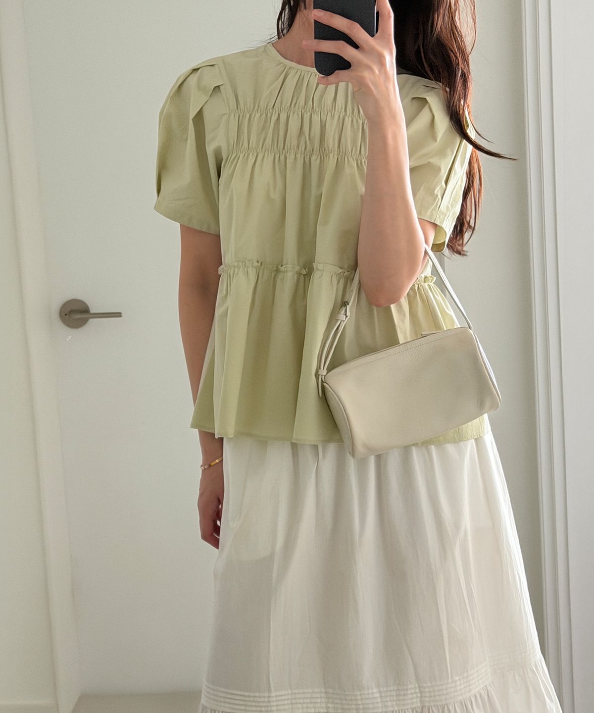 망고매니플리즈(MANGO MANY PLEASE) CHELLO COTTON BLOUSE_LIME