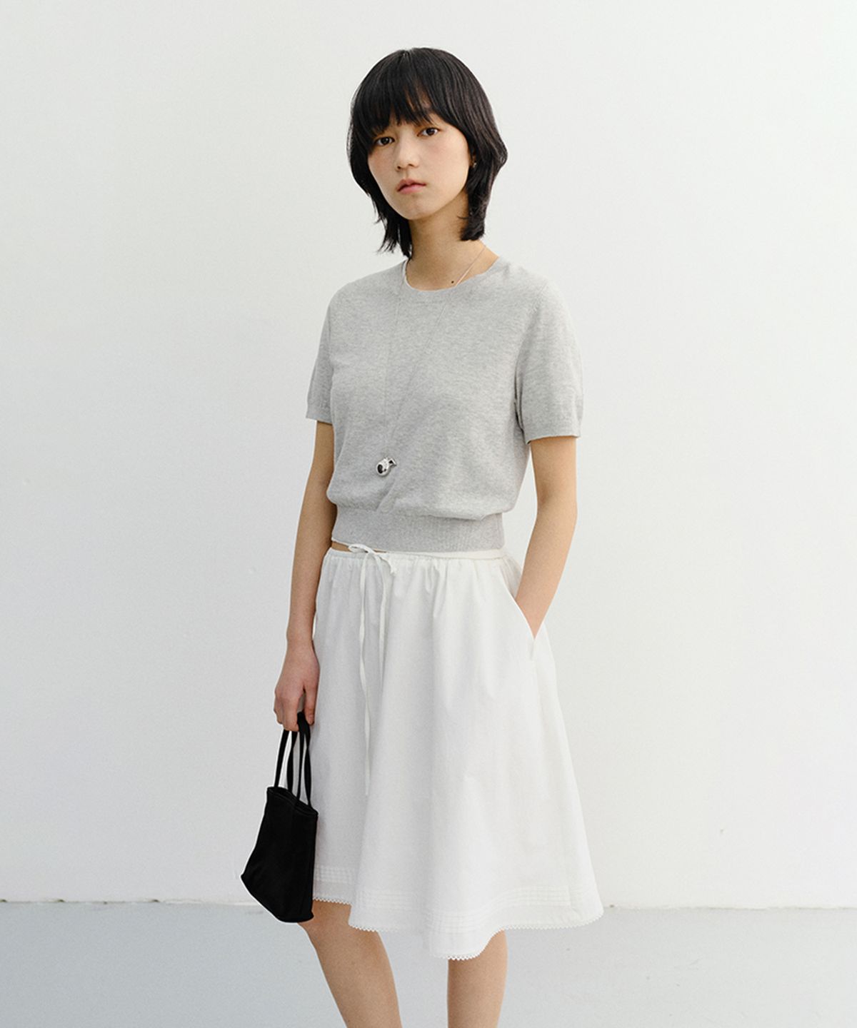 던스트(DUNST) UNISEX LINEN CREWNECK KNIT_UDSW6B128_MELANGE GREY