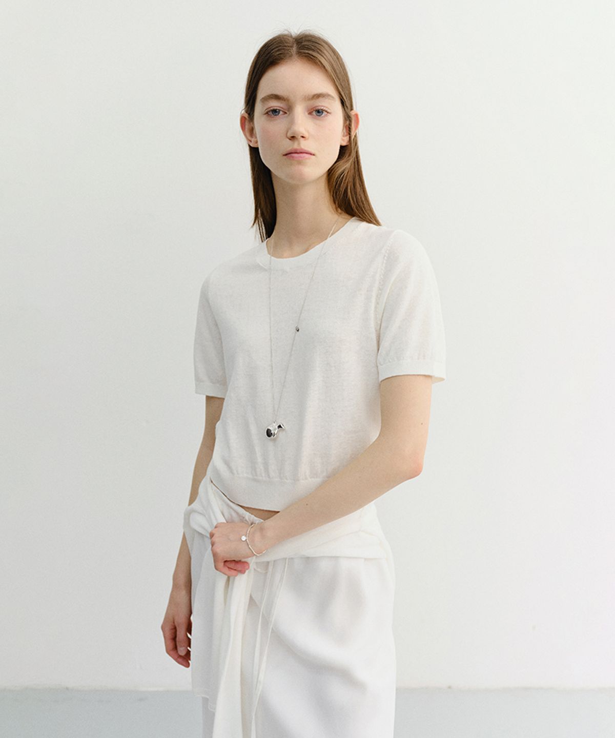 던스트(DUNST) UNISEX LINEN CREWNECK KNIT_UDSW6B128_WHITE