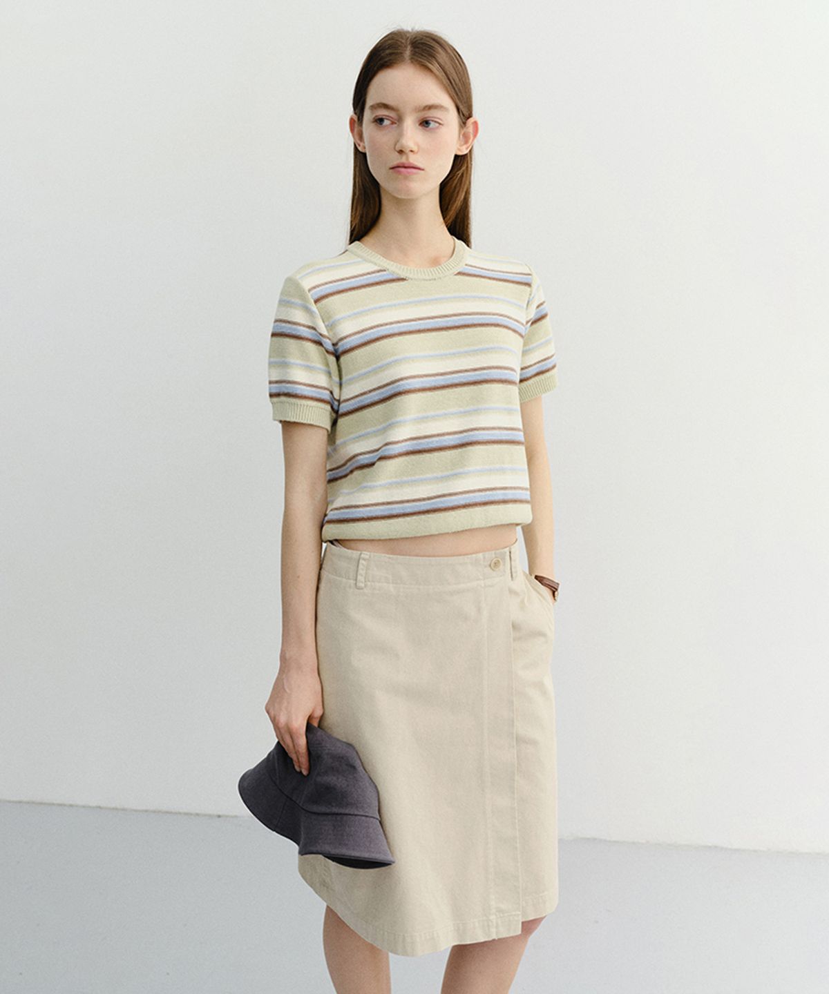 던스트(DUNST) UNISEX STRIPED CREWNECK KNIT_UDSW6B129_MINT / CREAM